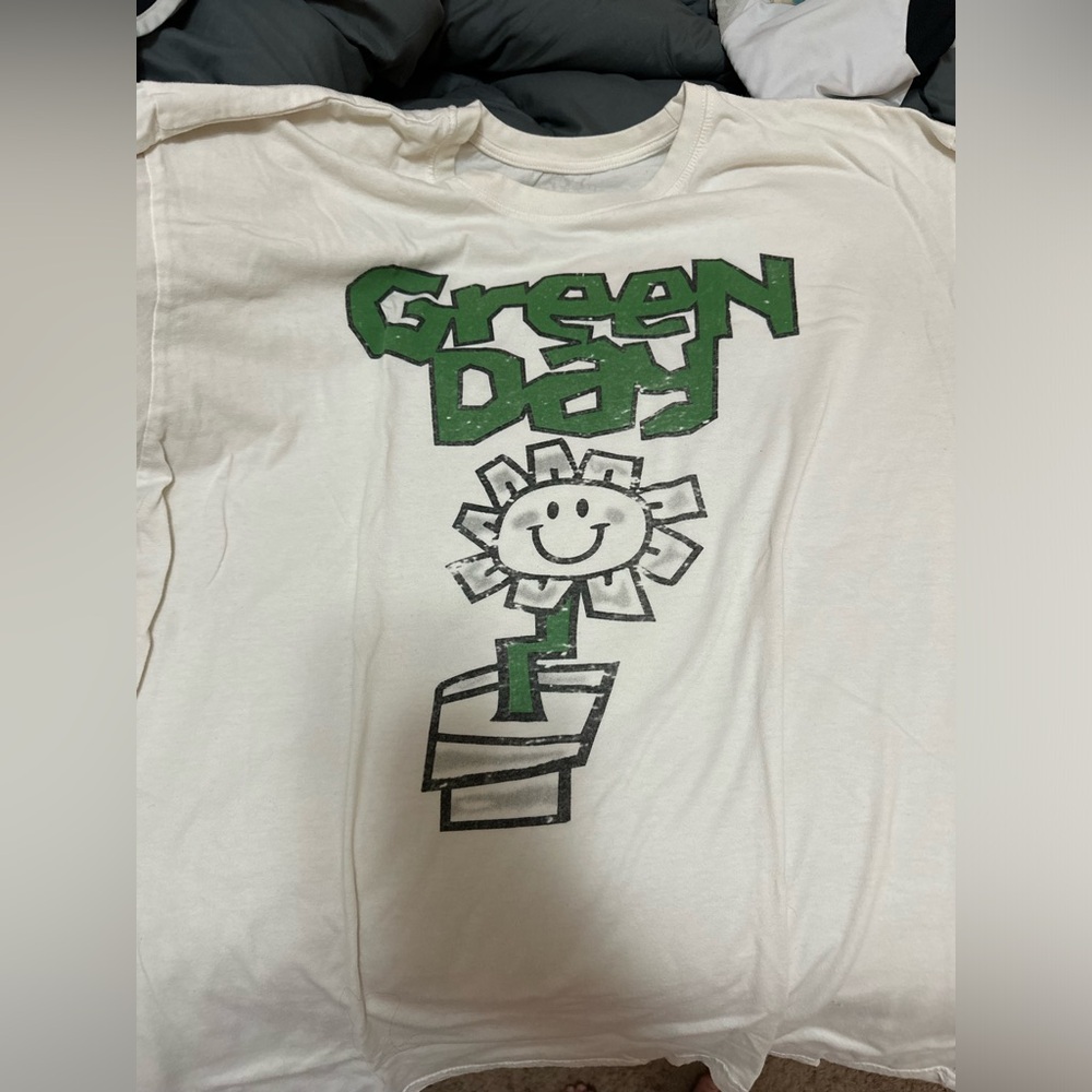 Green Day t shirt xl, beige and green, super comfy